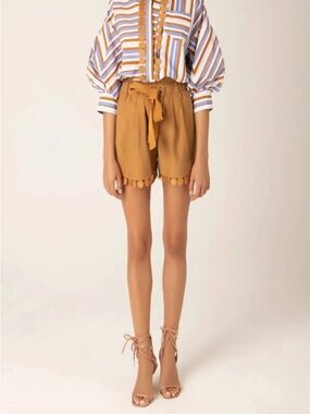 Silvia Tcherassi XS Eyelet Paperbag Shorts High Rise Giorgio Short Camel Brown